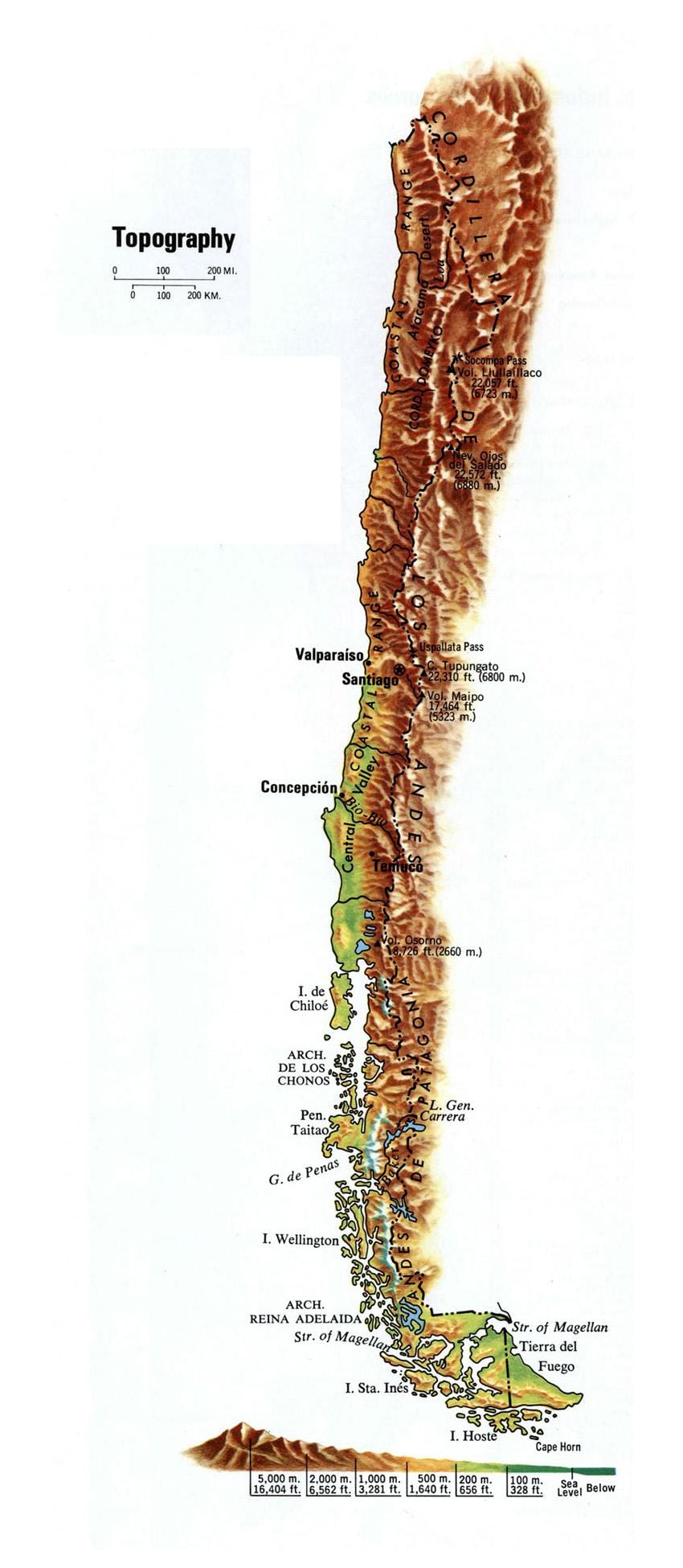 Chile elevasi peta