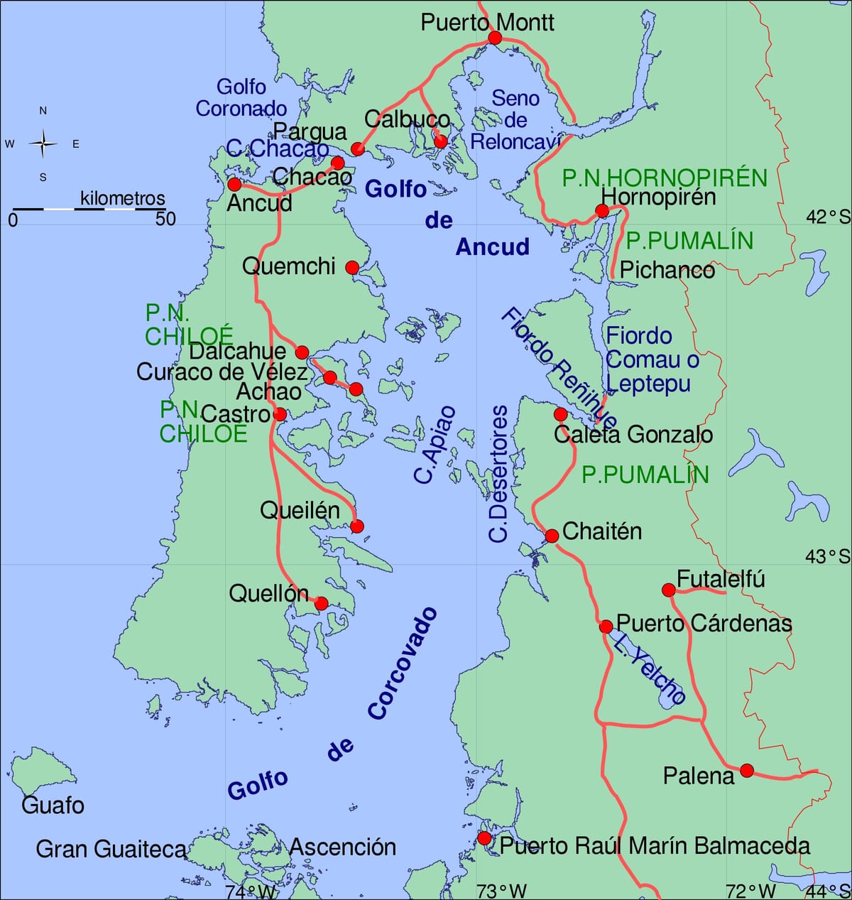 Peta dari chiloe, Cile