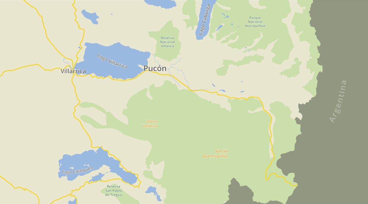 Peta dari pucon, Chili