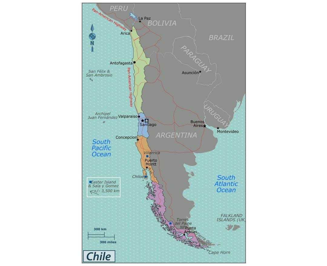 Peta dari valdivia-Cile